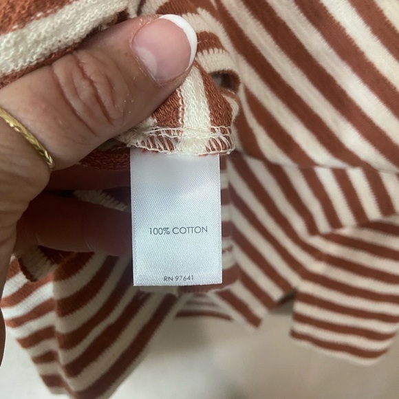 J Jill women's L P henna and cream stripe square neck 3/4 sleeve w/ buttons EUC - Picture 7 of 8